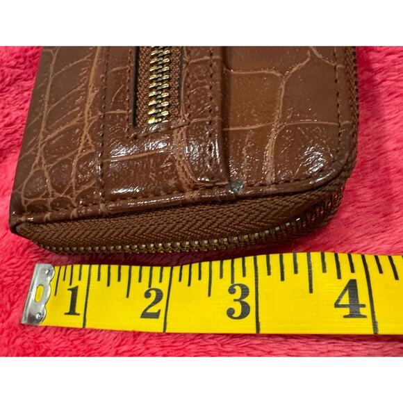 Anne Klein Women’s Wallet Brown Croc Embossed Faux Leather Zip Around - Picture 11 of 12